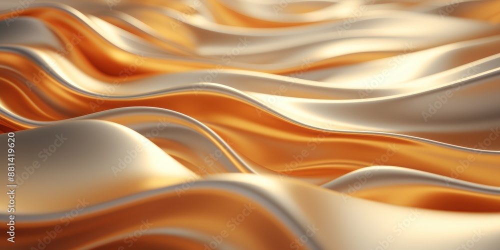 Poster smooth, undulating waves of golden silk, creating an elegant and luxurious abstract texture with a s