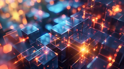 Obraz premium cube abstract background with glowing lines