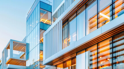 Creative facade with minimalist lines, building design, modern aesthetic