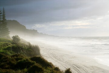 a hazy day on the beach