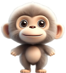 Adorable Cartoon Monkey Illustration with Fluffiness. 