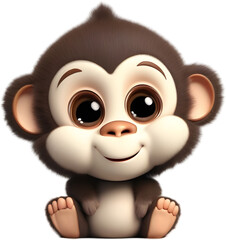 Fototapeta premium Adorable Cartoon Monkey Illustration with Fluffiness. 