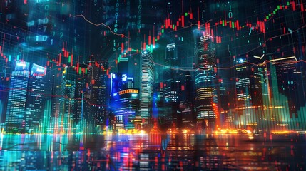 Fototapeta premium business background market charts in the night