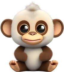 Naklejka premium Adorable Cartoon Monkey Illustration with Fluffiness. 