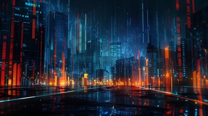 Fototapeta premium business background market charts in the night