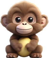 Fototapeta premium Adorable Cartoon Monkey Illustration with Fluffiness. 