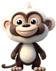 Adorable Cartoon Monkey Illustration with Fluffiness. 