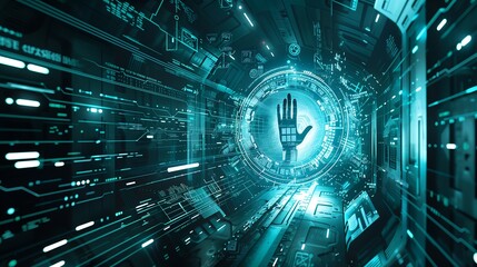 technology background biometric hand