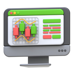 3d icon Trading Online Course, 3d illustration, 3d element, 3d rendering.