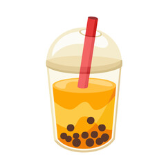 Tasty bubble tea cartoon design on white background