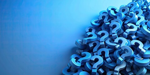 Pile of blue question mark symbols on blue background  , question marks, uncertainty, confusion, interrogation, searching