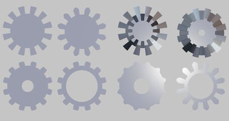 Gear icons set: gear tooth background