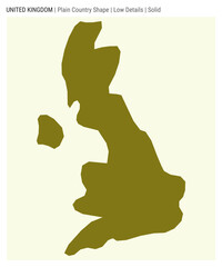 United Kingdom plain country map. Low Details. Solid style. Shape of United Kingdom. Vector illustration.