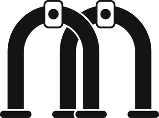 Black silhouette of a metal detector gate detecting metal objects