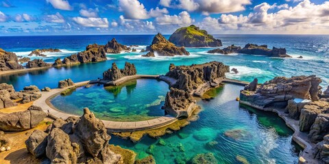 Natural pools formed by volcanic lava in Porto Moniz, Madeira island, Portugal, volcanic, lava, natural, pools