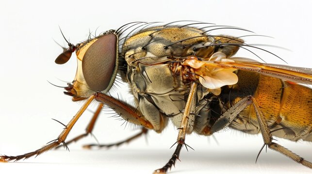 Horsefly Tabanus from the side against a white background