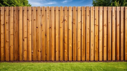 Fototapeta premium Wooden garden fence with vertical panels and horizontal boards , fence, wood, garden, panels, boards, brown, outdoor