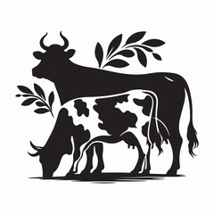 cow silhouette vector on white background
