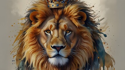 illustration of beautiful animal lion is facing on mix colors background
