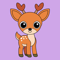 A Cute Deer Vector Illustration | Cartoon Clipart & Line Art Design for Printables