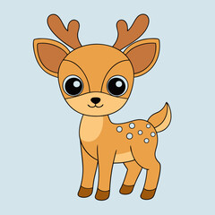 A Cute Deer Vector Illustration | Cartoon Clipart & Line Art Design for Printables