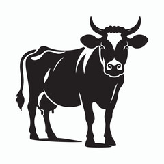 cow silhouette vector on white background