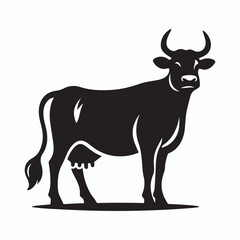 cow silhouette vector on white background