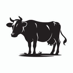 cow silhouette vector on white background