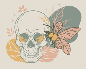 Fototapeta premium skull and bee v11