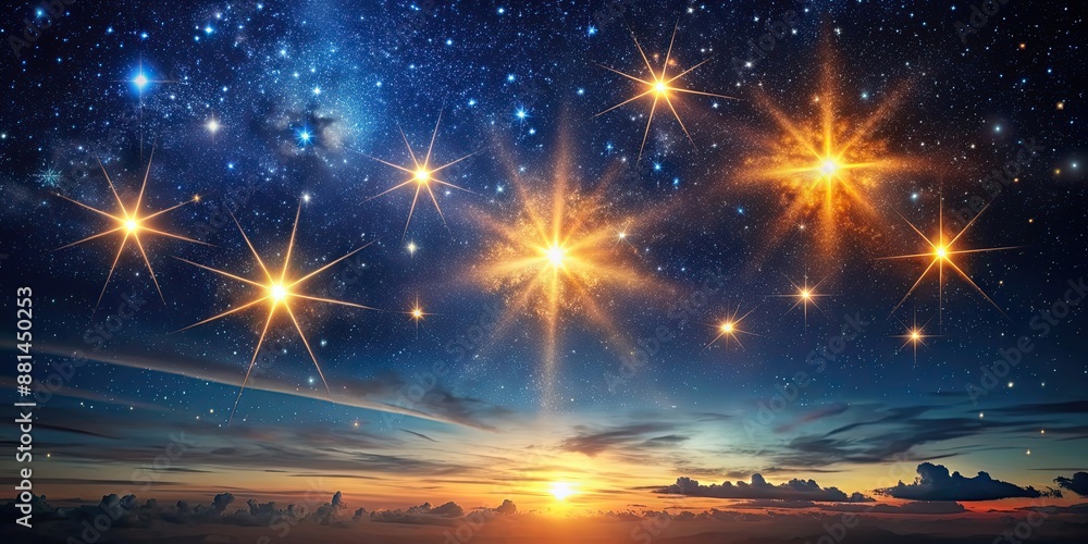 Poster Stunning image of stars shining brightly in the night sky, stars, night, sky, astronomy, space, universe