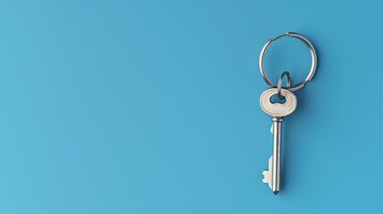 Silver Key on a Blue Background