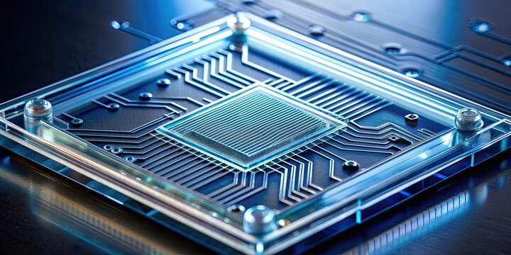 Intricate microfluidic chip for lab-on-a-chip technology manipulation, technology, science, research, chip