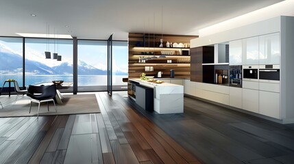 Modern studio kitchen interior