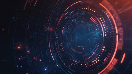 Abstract Digital Interface with Red and Blue Lights