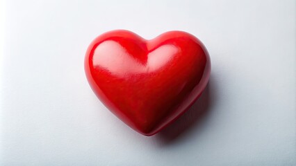 Fototapeta premium Red heart on isolated background, love, Valentine's Day, passion, romance, symbol, heart shape, vibrant, bright