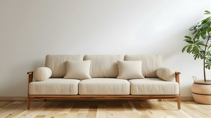 Mock-up of modern interior with sofa in living room