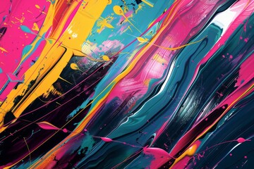 Bright abstract painting with colorful lines
