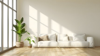 Contemporary interior of a room with light walls