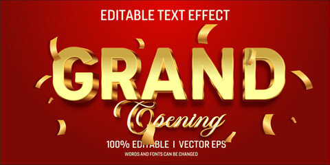 Editable grand opening vector 3D text effect with modern style design