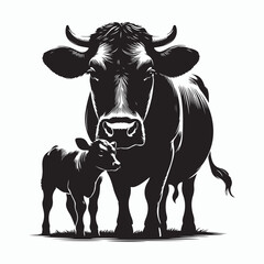 cow silhouette vector on white background