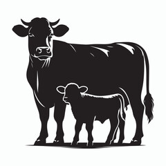 cow silhouette vector on white background