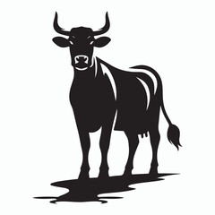 cow silhouette vector on white background