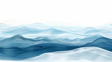 Fototapeta premium Abstract Blue and White Waves and Mountains Illustration Background for Travel and Art Themes