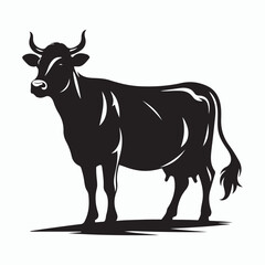 cow silhouette vector on white background