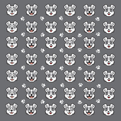 Obraz premium seamless cute dog and paw pattern