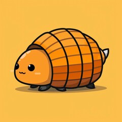  cute armadillo logo, simple flat, design with brown shell, desert shape against a yellow background, minimalist, color blocks