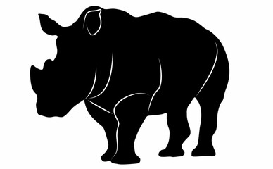 white background rhino silhouette vector