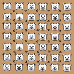 seamless cute dog and paw pattern