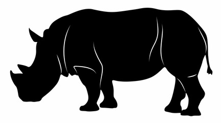 white background rhino silhouette vector