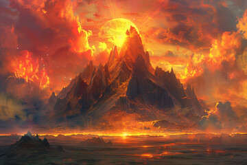  peak with a radiant sunburst . AI